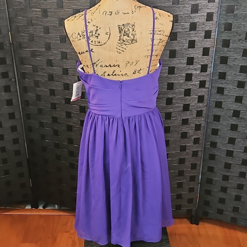 NWT David's Bridal Regency Purple V-Neck Chiffon Cocktail Dress | Size 8 - Picture 6 of 11